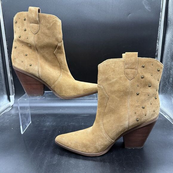 Limelight womens Dallas brown studded suede ankle bootie size 9 western boho - Picture 2 of 7